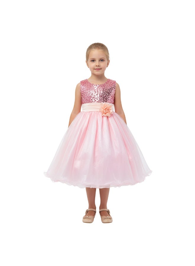 D'Daniela Sparkly Sequins and Flower Dress Pink - Image 1